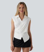 Sleeveless Wrapped Work Shirt — White — view 4