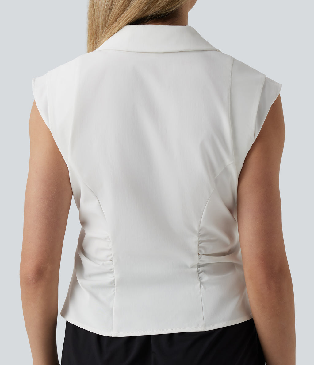 Sleeveless Wrapped Work Shirt — White — view 5