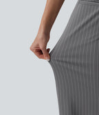 Mid Rise Wide Leg InstantCool Stripe Work Trousers with Pockets — Slate Pinstripe — view 6