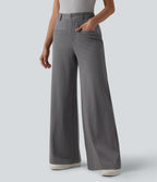 Mid Rise Wide Leg InstantCool Stripe Work Trousers with Pockets — Slate Pinstripe — view 1