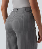 Mid Rise Wide Leg InstantCool Stripe Work Trousers with Pockets — Slate Pinstripe — view 5