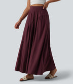 High Waisted Flowy Quick Dry Maxi Casual Skirt with Pockets — Amaranth — view 1