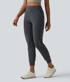 Mid Rise Quick Dry Yoga Joggers with Pockets — Charcoal Heather — view 3