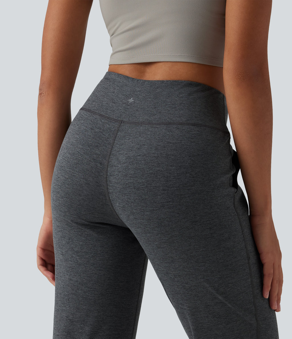 Mid Rise Quick Dry Yoga Joggers with Pockets — Charcoal Heather — view 4