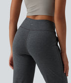 Mid Rise Quick Dry Yoga Joggers with Pockets — Charcoal Heather — view 4