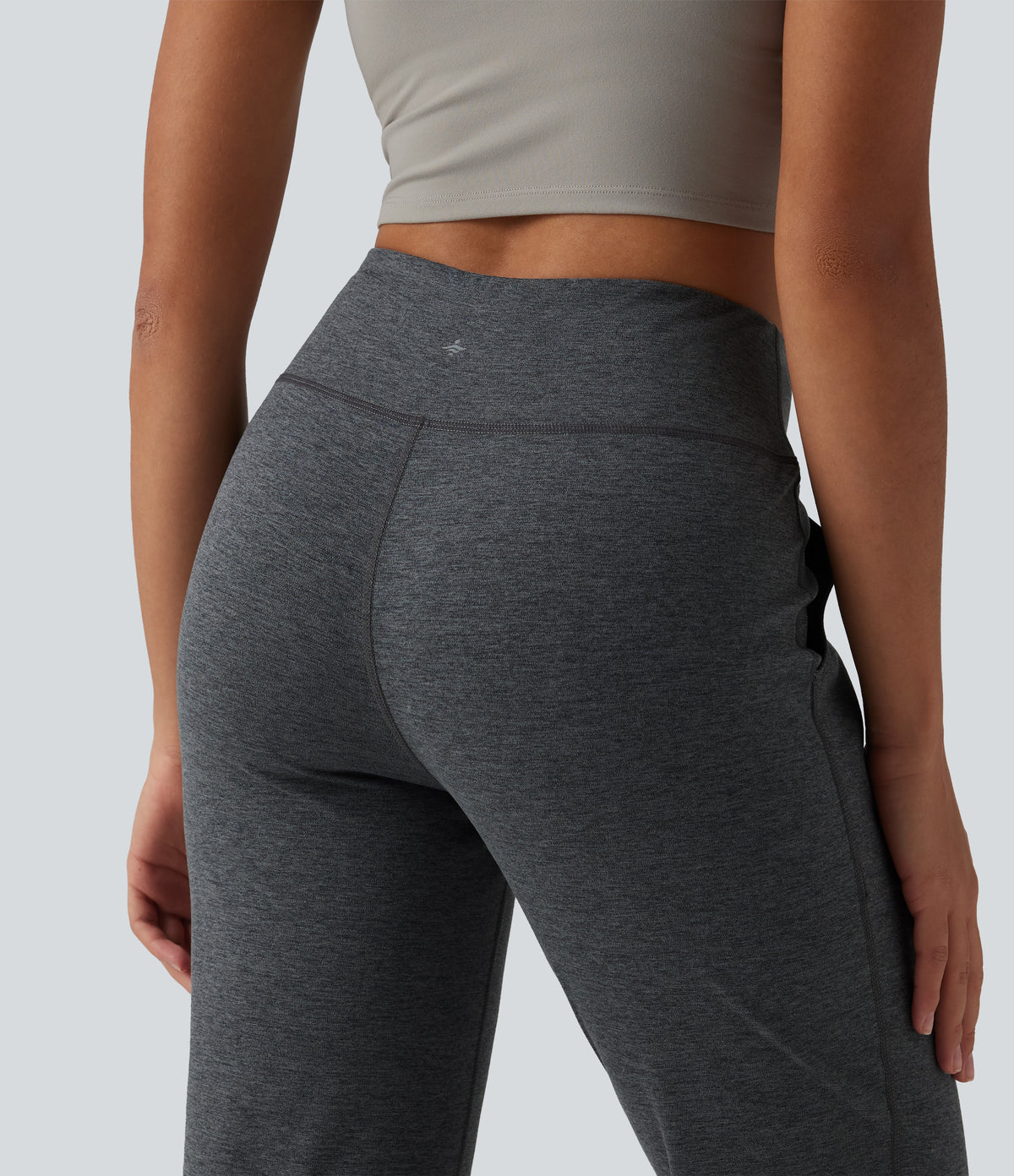 Mid Rise Quick Dry Yoga Joggers with Pockets — Charcoal Heather — view 4