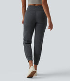Mid Rise Quick Dry Yoga Joggers with Pockets — Charcoal Heather — view 2