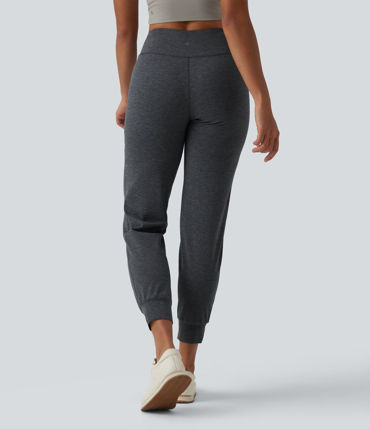 Mid Rise Quick Dry Yoga Joggers with Pockets — Charcoal Heather — view 2