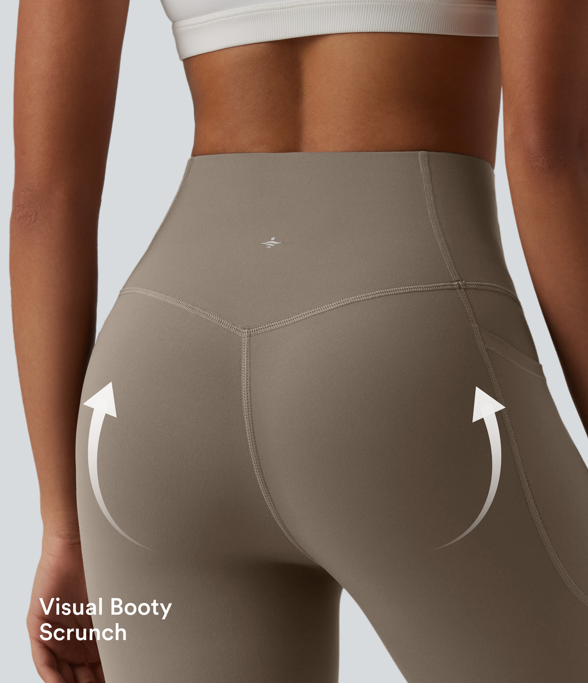 High Waisted Tummy Control Flare Yoga Leggings with Pockets — Dawn Brown — view 4