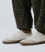 High Waisted Leopard Print Casual Joggers with Pockets — Olive Noir — view 6