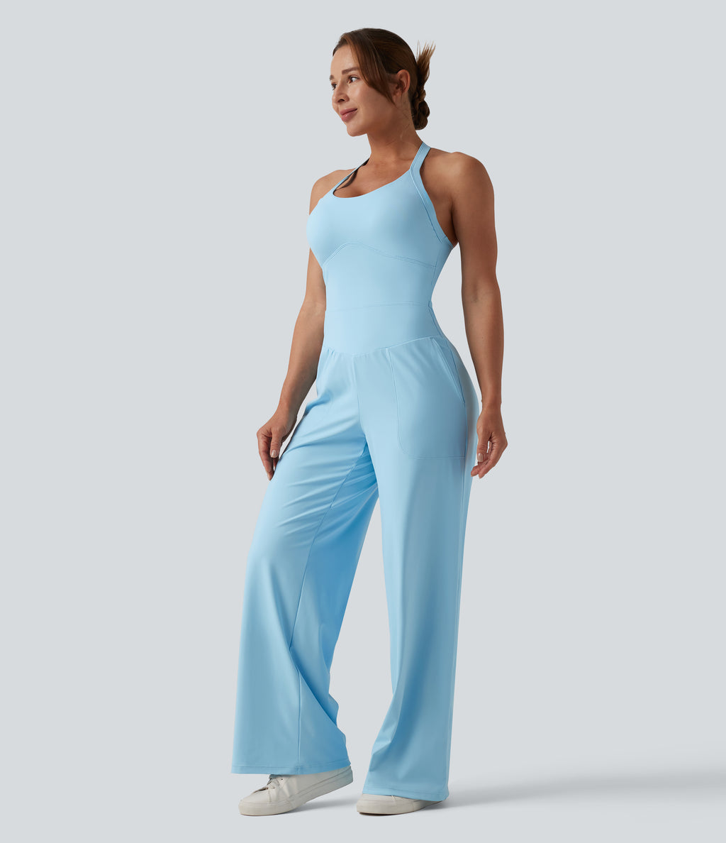 Airy Halter InstantCool Casual Jumpsuit with Pockets-Edition — Spun Sugar — view 3