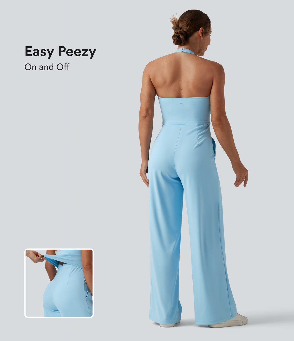 Airy Halter InstantCool Casual Jumpsuit with Pockets-Edition — Spun Sugar — view 1