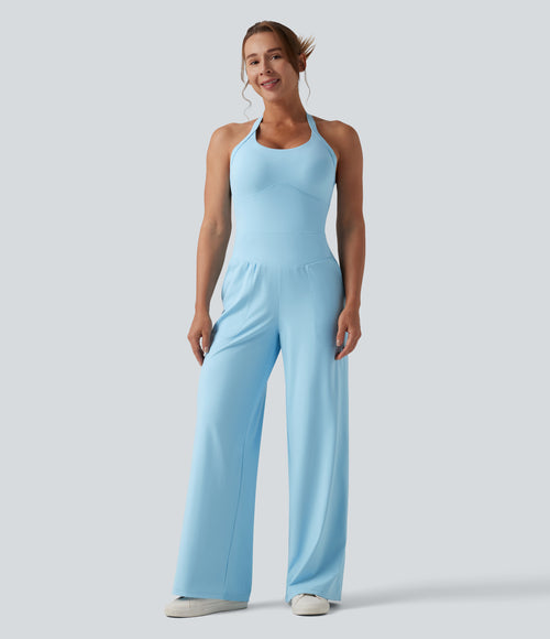 Airy Halter InstantCool Casual Jumpsuit with Pockets-Edition — Spun Sugar — view 2