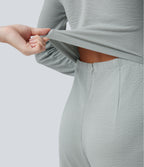 V Neck Long Sleeve Casual Jumpsuit with Pockets-Edition — Belgian Block — view 5