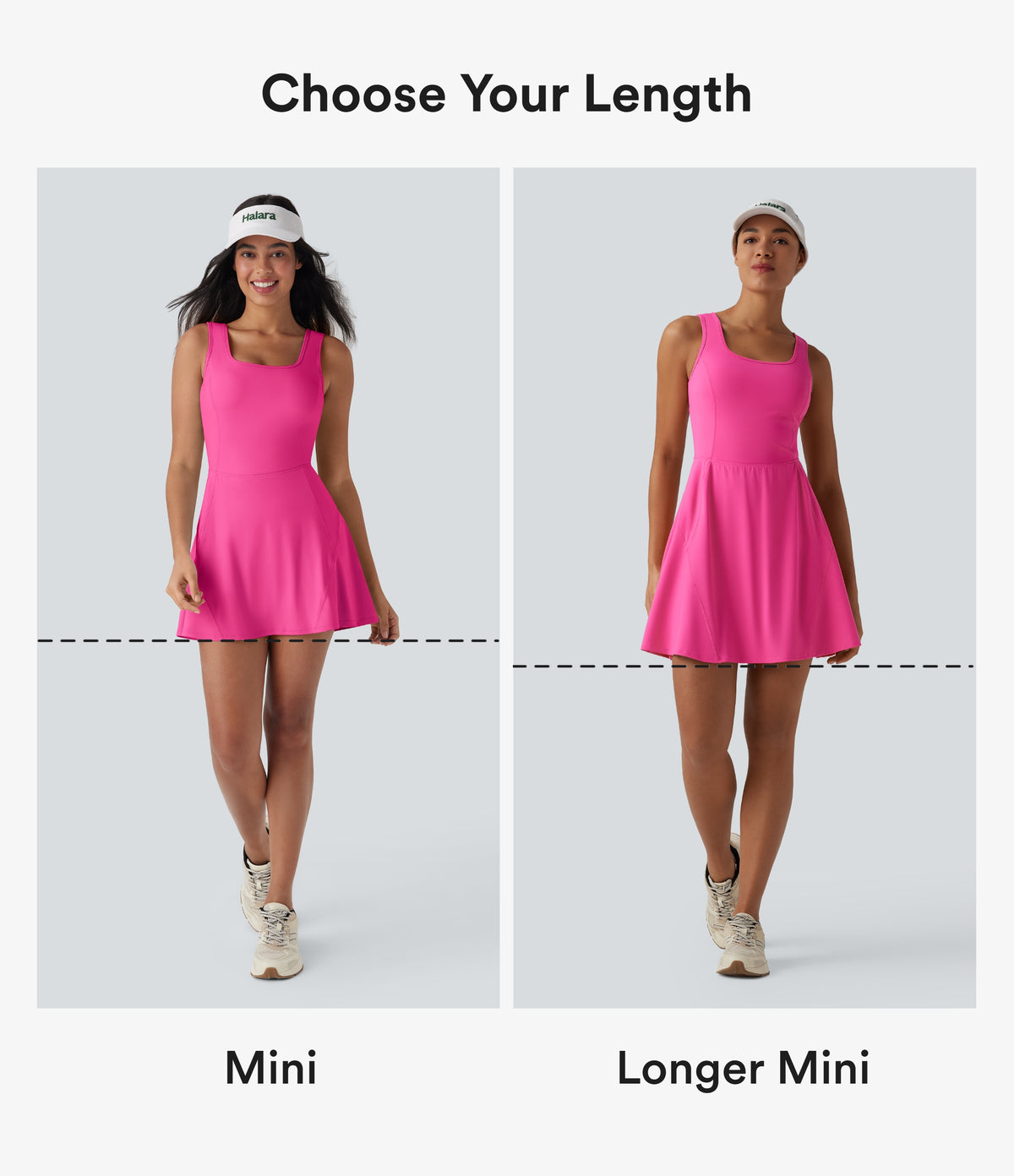 Airy 2-in-1 InstantCool Mini Dance Active Dress with Pockets-Edition-Longer Length — Fuchsia Fedora — view 2