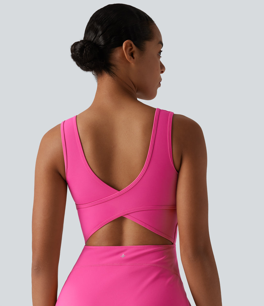 Airy 2-in-1 InstantCool Mini Dance Active Dress with Pockets-Edition-Longer Length — Fuchsia Fedora — view 6