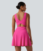 Airy 2-in-1 InstantCool Mini Dance Active Dress with Pockets-Edition-Longer Length — Fuchsia Fedora — view 3