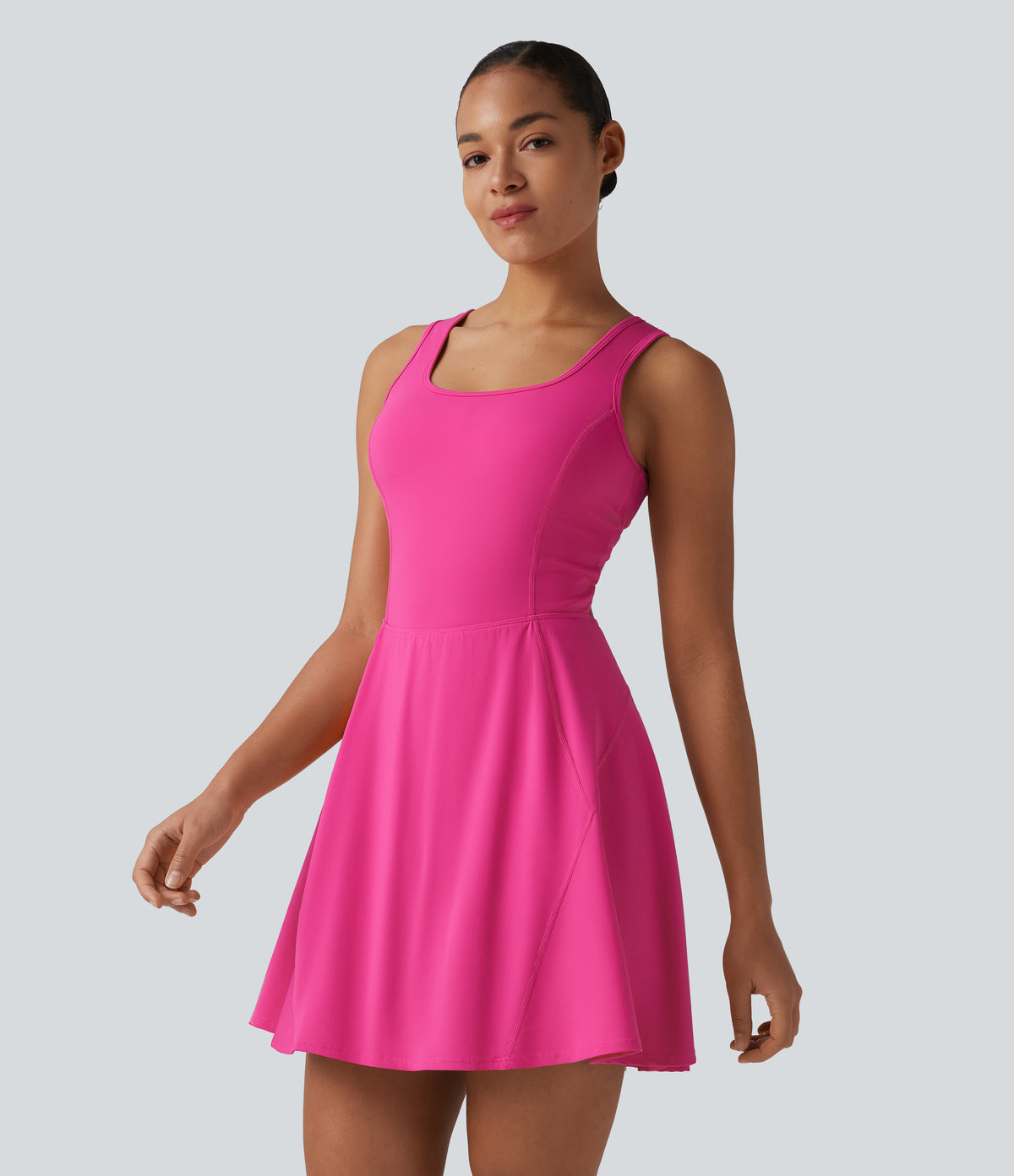Airy 2-in-1 InstantCool Mini Dance Active Dress with Pockets-Edition-Longer Length — Fuchsia Fedora — view 4