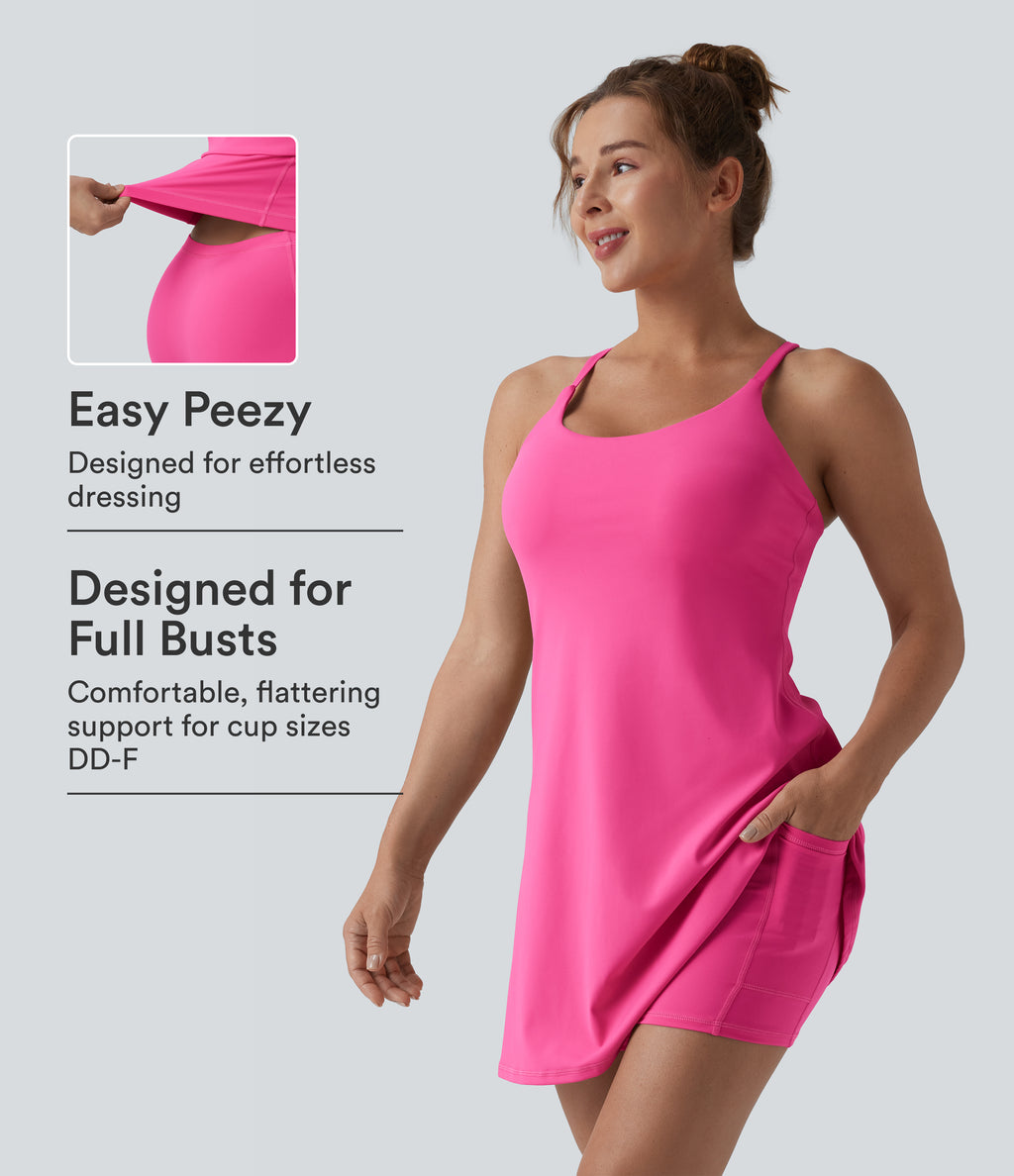 Plush Backless Active Dress-Edition DD-F — Fuchsia Purple — view 1