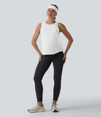 Contrast Mesh Curved Hem Running Tank Top — White — view 6