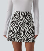 High Waisted A-Line Zebra Print 2-in-1 Casual Mini Skirt — Classic Zebra — view 6