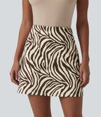 High Waisted A-Line Zebra Print 2-in-1 Casual Mini Skirt — Cocoa Zebra — view 1