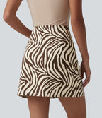 High Waisted A-Line Zebra Print 2-in-1 Casual Mini Skirt — Cocoa Zebra — view 2