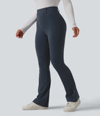 High Waisted Bootcut Casual Leggings with Pockets — Carbon — view 3