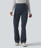 High Waisted Bootcut Casual Leggings with Pockets — Carbon — view 2