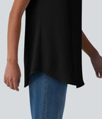 Square Neck Curved Hem Casual Tank Top — Black — view 5
