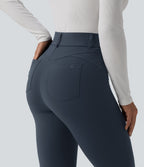 High Waisted Casual Leggings with Pockets — Carbon — view 5
