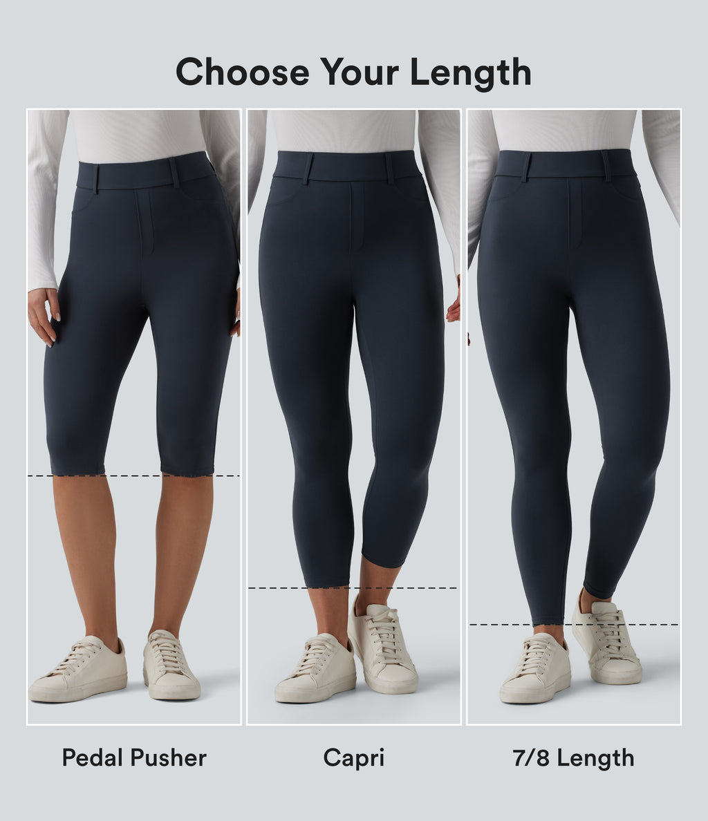 High Waisted Casual Leggings with Pockets — Carbon — view 2