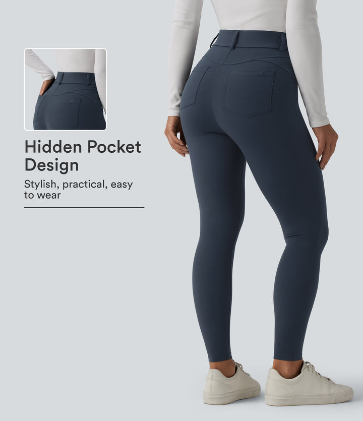 High Waisted Casual Leggings with Pockets — Carbon — view 1