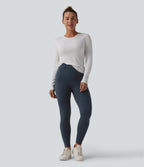High Waisted Casual Leggings with Pockets — Carbon — view 7