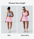 Airy High Waisted Crossover 2-in-1 Micro Mini Tennis Skirt with Pocket — Nosegay — view 2