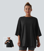 Round Neck Casual T-Shirt with Pocket — Black — view 1