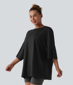 Round Neck Casual T-Shirt with Pocket — Black — view 3