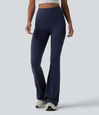 High Waisted Bootcut Yoga Leggings with Pockets — Peacoat — view 3