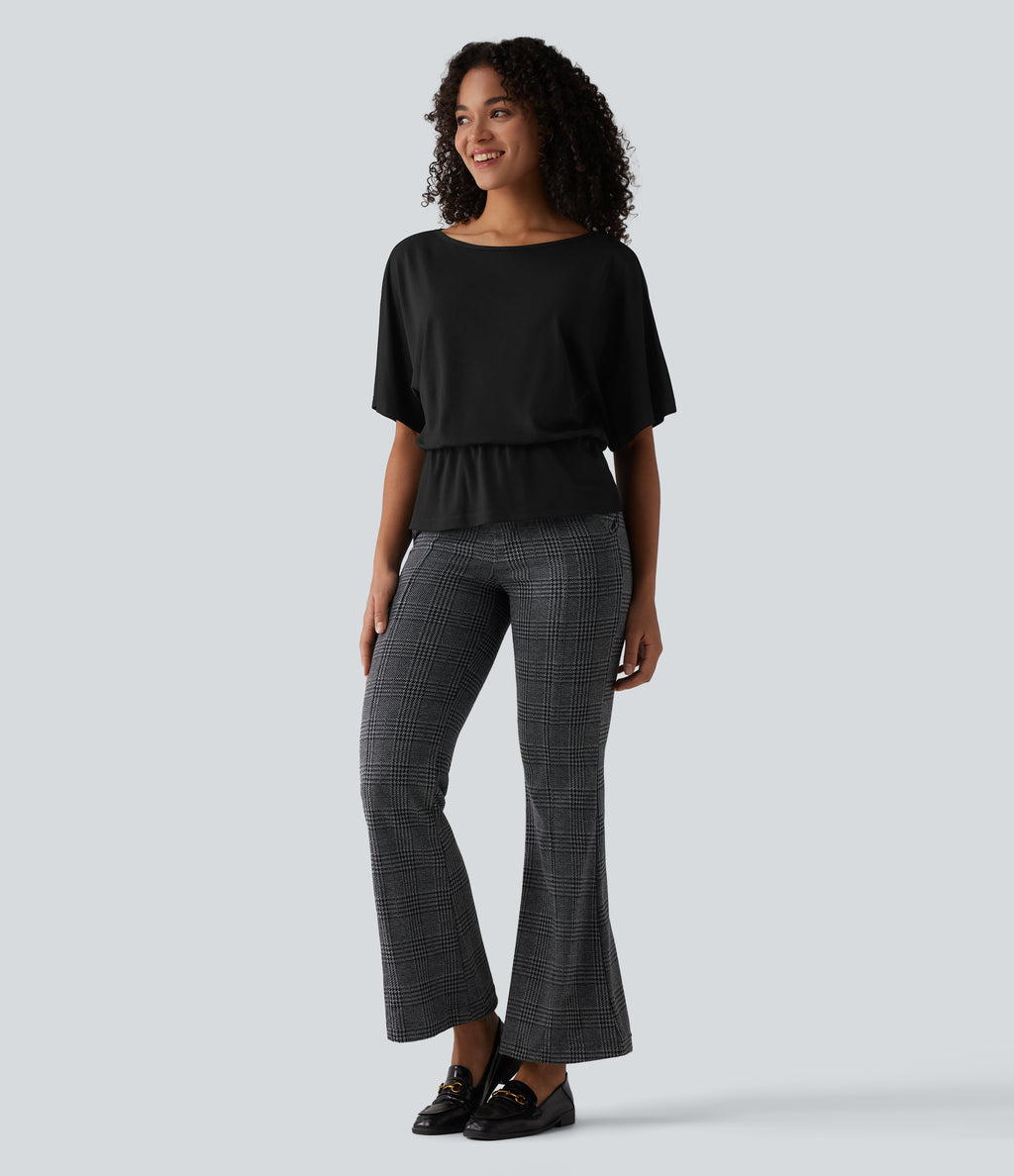 Boat Neck Half Sleeve Work T-Shirt — Black — view 5