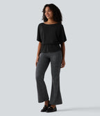 Boat Neck Half Sleeve Work T-Shirt — Black — view 5