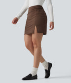 High Waisted Bodycon 2-in-1 Mini Work Skirt — Sepia — view 1