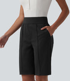 High Waisted Quick Dry Golf Shorts with Pockets 10''-Golf Tee-UPF40+ — Black — view 5