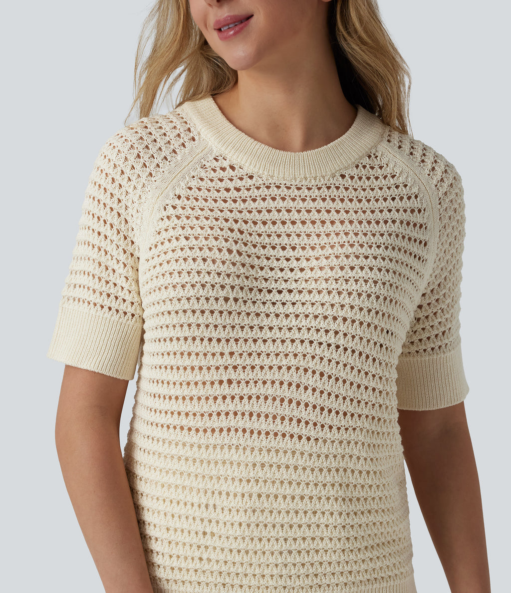 Round Neck Short Sleeve Jumper — Papyrus — view 4