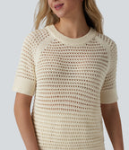 Round Neck Short Sleeve Jumper — Papyrus — view 4