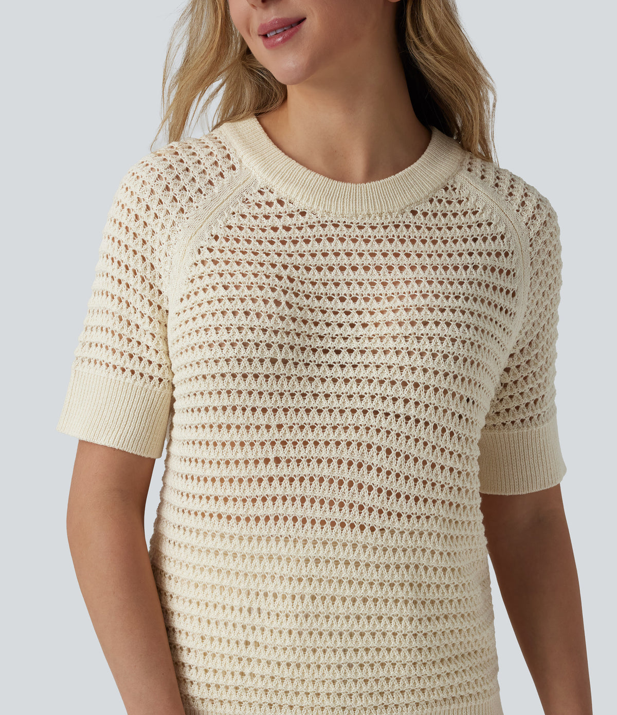 Round Neck Short Sleeve Jumper — Papyrus — view 4