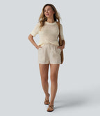 Round Neck Short Sleeve Jumper — Papyrus — view 6