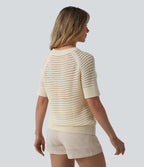 Round Neck Short Sleeve Jumper — Papyrus — view 2