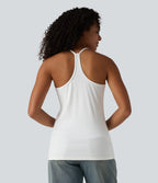 U-Neck Y-back Casual Pima Cotton Tank Top — White — view 4