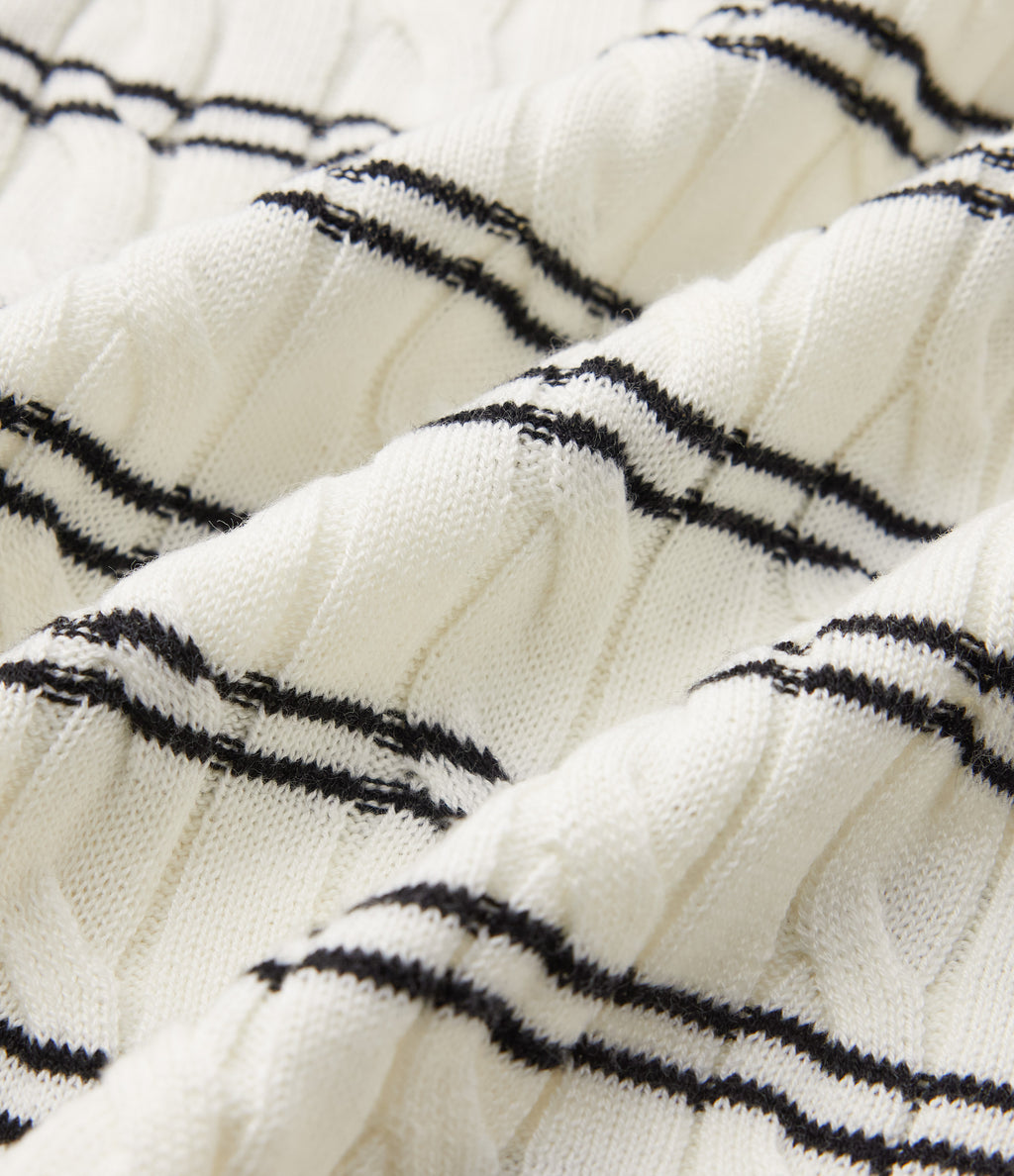 Henley Short Sleeve Stripes Work Jumper — White Black Horizontal Stripe — view 6