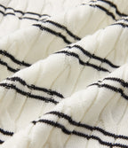 Henley Short Sleeve Stripes Work Jumper — White Black Horizontal Stripe — view 6